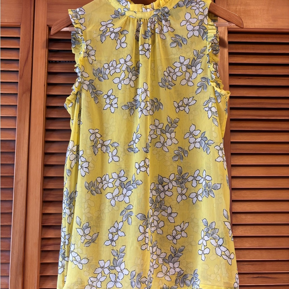 Floral Sleeveless Yellow Blouse